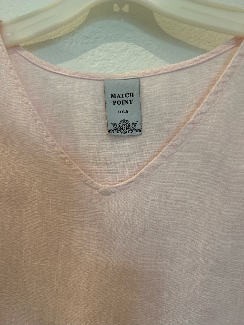 Shipping Discount!
Match Point Linen Shell
Baby Pink
Size Medium - Picture 4 of 5